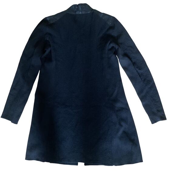 ALFANI WOMENS BLACK MERINO WOOL W/FAUX LEATHER TRIM ZIP FRONT SWEATER SMALL-EUC - Picture 6 of 7